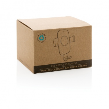 Logotrade corporate gift image of: RCS recycled plastic 10W wireless charging car holder