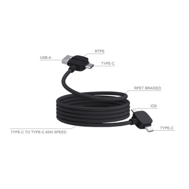 Logo trade promotional product photo of: Urban Vitamin Stockton 65W RCS RTPE/RPET magnetic cable