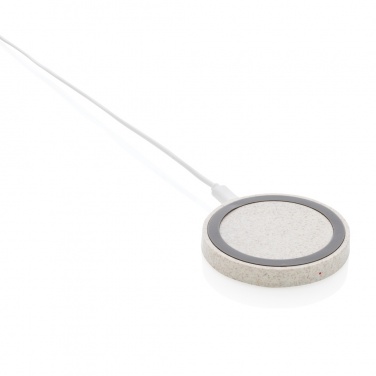 Logotrade corporate gift picture of: Wheat Straw 5W round wireless charging pad