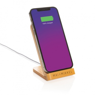 Logotrade promotional items photo of: Bamboo 5W wireless charging stand
