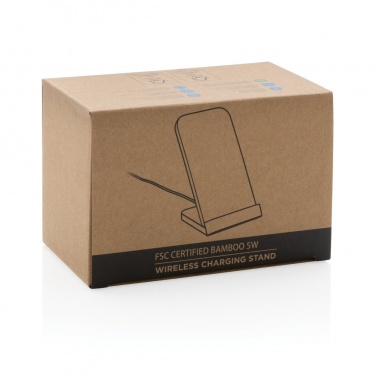 Logotrade promotional item picture of: Bamboo 5W wireless charging stand