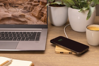 Logotrade promotional merchandise photo of: Bamboo 10W wireless charger with USB