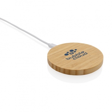 Logo trade advertising products picture of: Bamboo 15W wireless charger