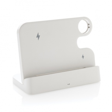 Logo trade business gift photo of: Joltz RCS recycled plastic dual 15W charger with iWatch slot
