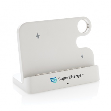 Logo trade promotional gifts image of: Joltz RCS recycled plastic dual 15W charger with iWatch slot