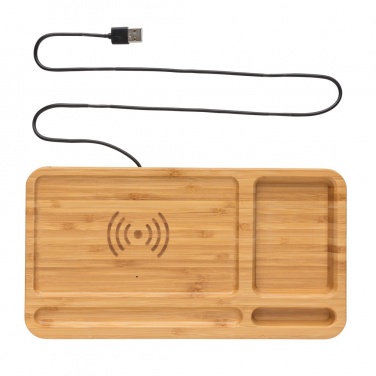 Logo trade promotional product photo of: Bamboo desk organiser 5W wireless charger