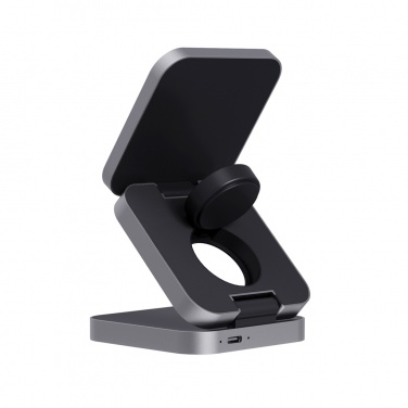 Logo trade promotional item photo of: Terra RCS recycled aluminum foldable 3 in 1 15W charger
