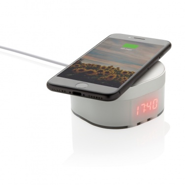 Logo trade promotional merchandise image of: Aria 5W Wireless Charging Digital Clock