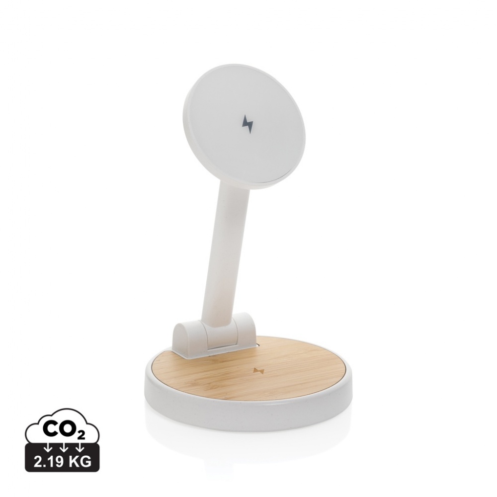 Logo trade promotional giveaways image of: Ontario RCS rplastic 15W magnetic charging 2 in 1 stand