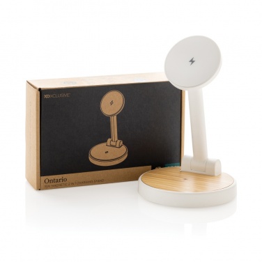 Logo trade promotional items image of: Ontario RCS rplastic 15W magnetic charging 2 in 1 stand