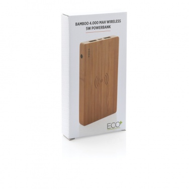 Logotrade promotional giveaway image of: Bamboo 4.000 mAh wireless 5W Powerbank