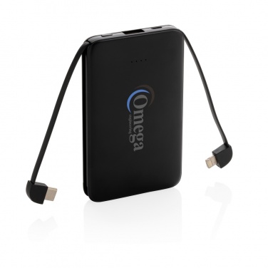 Logo trade advertising products image of: 5.000 mAh Pocket Powerbank with integrated cables