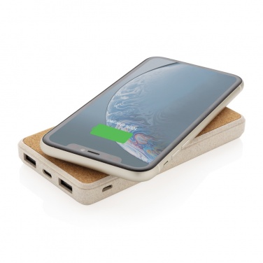 Logo trade advertising product photo of: Cork and Wheat Straw 8.000 mAh 5W wireless powerbank