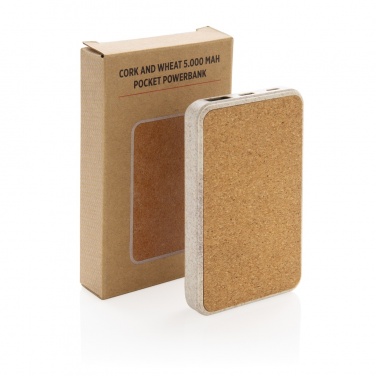 Logotrade advertising product picture of: Cork and Wheat 5.000 mAh pocket powerbank