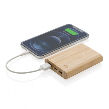 Logo trade advertising products image of: Bamboo 5.000 mAh powerbank