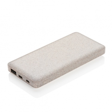 Logo trade promotional gifts image of: 10.000 mah wheat straw powerbank
