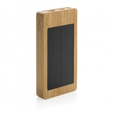 Logo trade corporate gifts image of: Sunwick 10.000 mAh Bamboo solar powerbank
