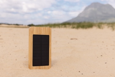 Logo trade business gifts image of: Sunwick 10.000 mAh Bamboo solar powerbank