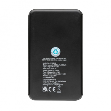 Logo trade business gift photo of: RCS recycled plastic 5.000 mAh 5W wireless powerbank