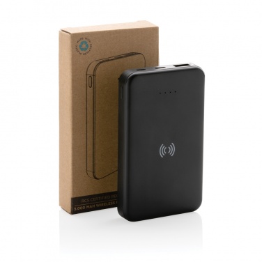 Logo trade corporate gifts picture of: RCS recycled plastic 5.000 mAh 5W wireless powerbank