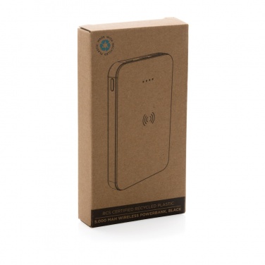 Logo trade business gifts image of: RCS recycled plastic 5.000 mAh 5W wireless powerbank