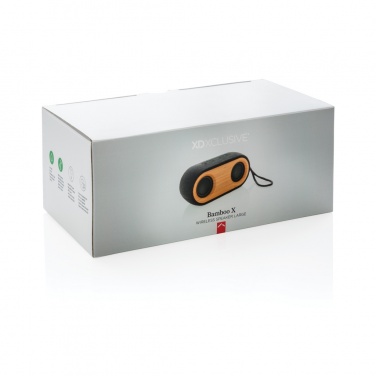 Logo trade promotional products image of: Bamboo X double speaker