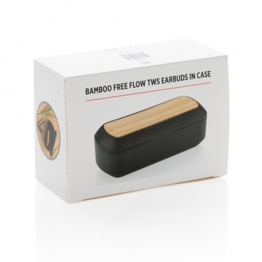 Logo trade promotional items image of: Bamboo Free Flow TWS earbuds in case