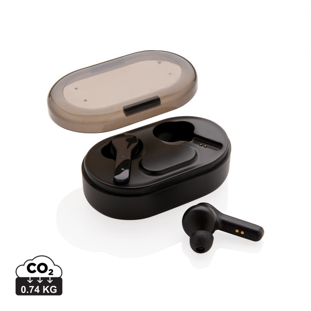 Logo trade promotional gifts image of: Light up logo TWS earbuds in charging case