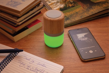 Logo trade corporate gifts picture of: Bamboo colour changing 3W speaker light