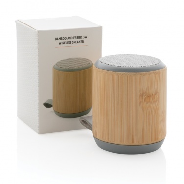 Logo trade promotional giveaway photo of: Bamboo and fabric 3W wireless speaker