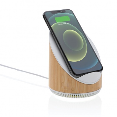 Logotrade corporate gift picture of: Ovate bamboo 5W speaker with 15W wireless charger