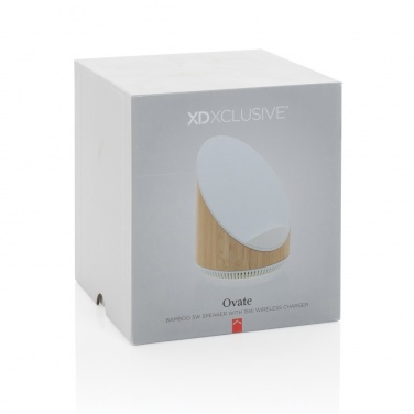 Logotrade corporate gift image of: Ovate bamboo 5W speaker with 15W wireless charger