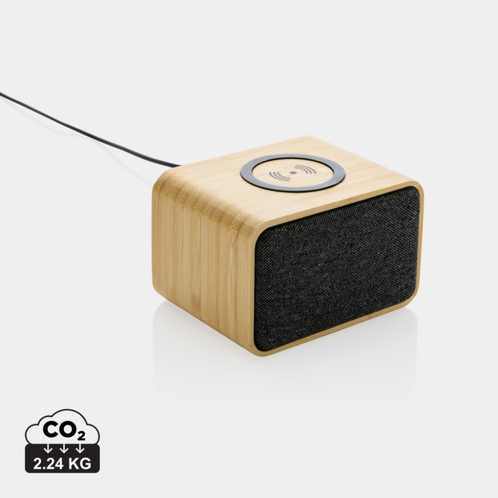 Logo trade promotional items picture of: RCS Rplastic 3W speaker with bamboo 5W wireless