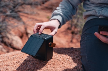 Logo trade promotional merchandise picture of: Skywave RCS recycled plastic solar speaker 12W