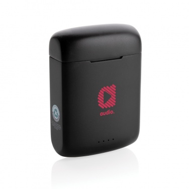 Logotrade corporate gift picture of: Skywave RCS recycled plastic solar earbuds