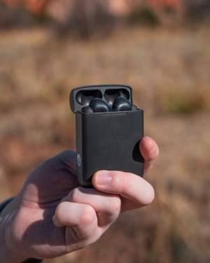 Logotrade business gifts photo of: Skywave RCS recycled plastic solar earbuds