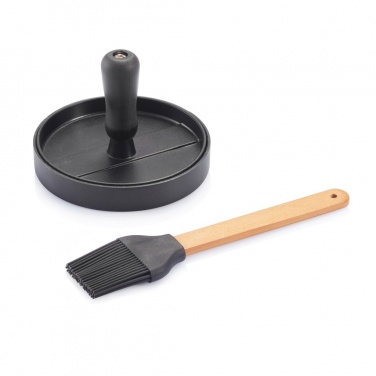 Logo trade promotional giveaways image of: BBQ set with hamburger press and brush