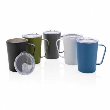 Logotrade promotional giveaway picture of: RCS Recycled stainless steel modern vacuum mug with lid