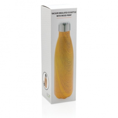 Logo trade business gift photo of: Vacuum insulated stainless steel bottle with wood print