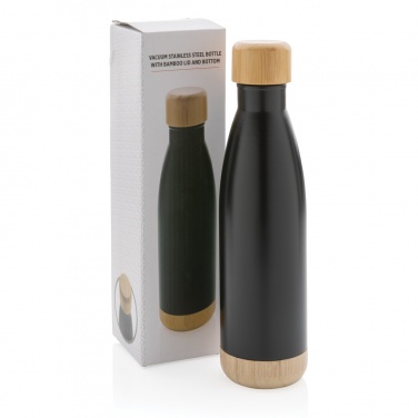 Logotrade promotional item picture of: Vacuum stainless steel bottle with bamboo lid and bottom