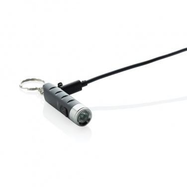 Logo trade business gifts image of: Globix RCS recycled plastic USB re-chargeable keychain torch