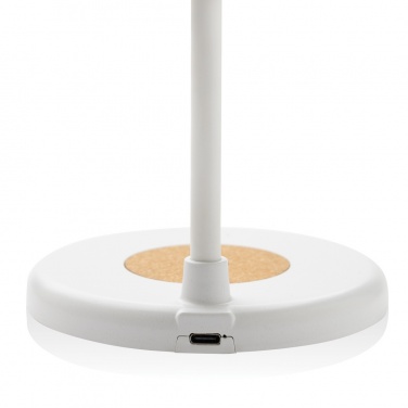 Logo trade promotional products picture of: Zenara RCS recycled plastic and cork 15W wireless desk lamp