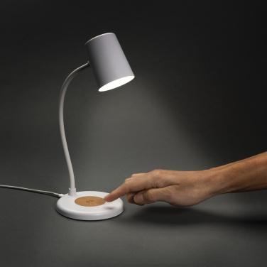 Logotrade advertising product picture of: Zenara RCS recycled plastic and cork 15W wireless desk lamp