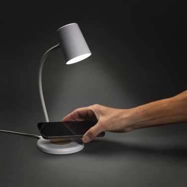 Logotrade promotional items photo of: Zenara RCS recycled plastic and cork 15W wireless desk lamp