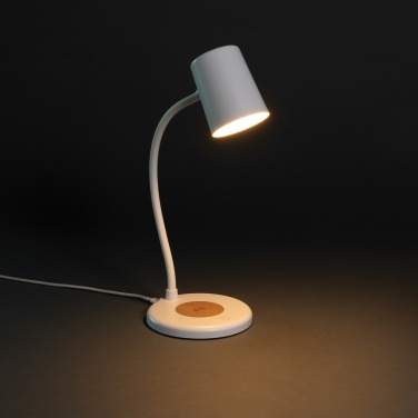 Logo trade promotional item photo of: Zenara RCS recycled plastic and cork 15W wireless desk lamp