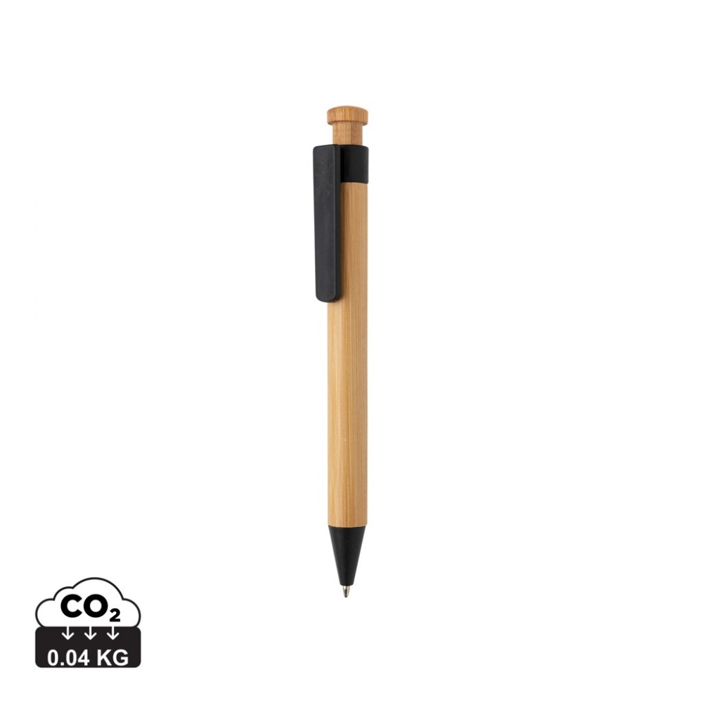 Logo trade promotional merchandise picture of: Bamboo pen with wheatstraw clip