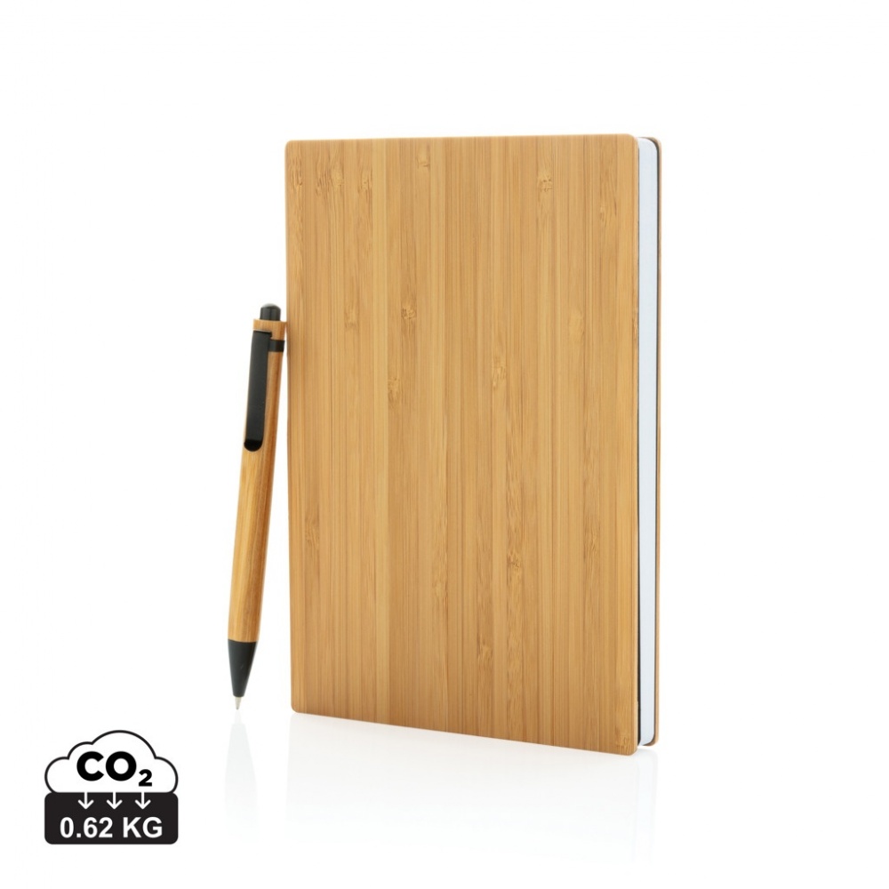 Logo trade promotional giveaways picture of: A5 Bamboo notebook & pen set