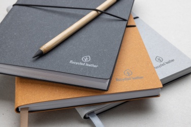 Logo trade promotional products picture of: A5 recycled leather notebook