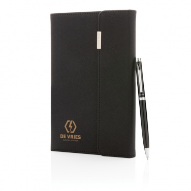 Logo trade promotional merchandise photo of: Swiss Peak deluxe A5 notebook and pen set