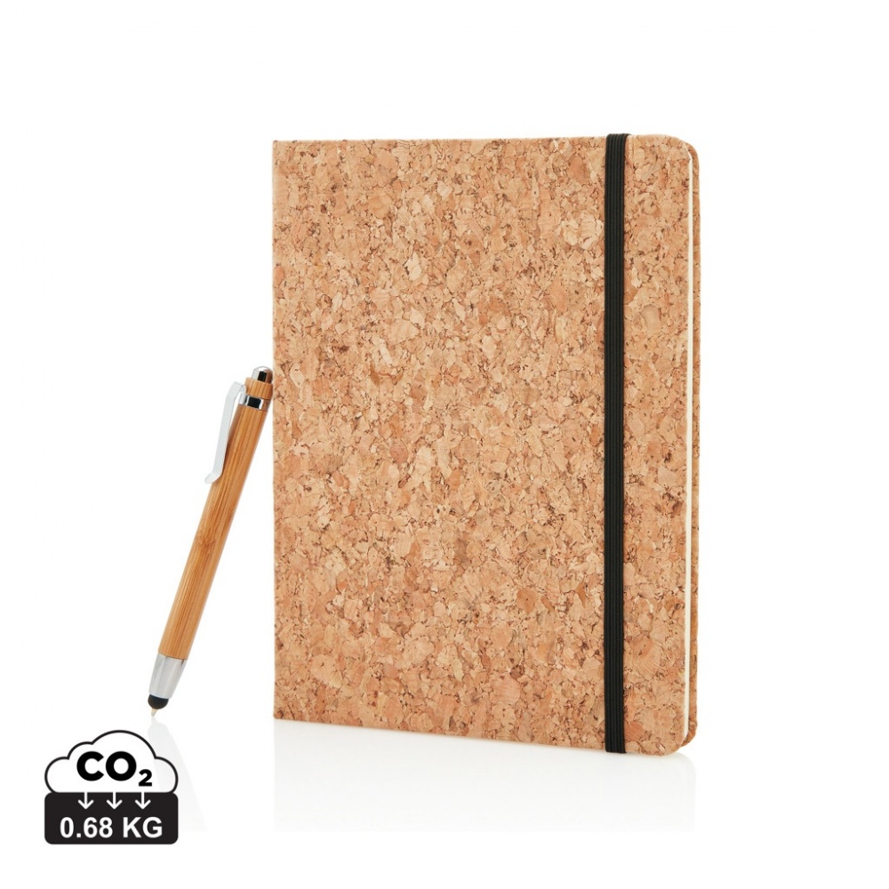 Logotrade promotional item picture of: A5 notebook with bamboo pen including stylus